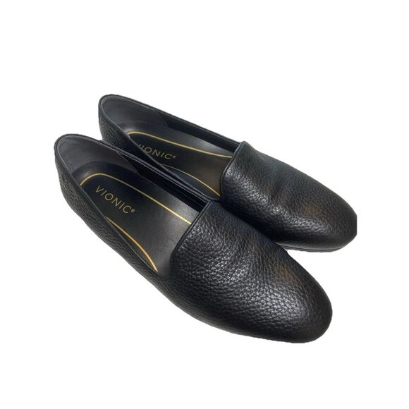 Vionic Women's Willa II Leather Slip On Loafer Black leather Office Career sz 8 - Picture 1 of 13